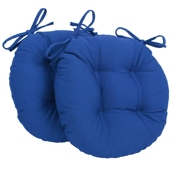 Solid Twill Round Tufted Chair Cushions, Royal Blue Chair Cushions