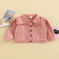 thumbnail image 2 of Kids Coat  Solid Color Turn-Down Collar Long Sleeve Ruffle Single-Breasted Jacket outerwear for Girls  1-6 Years, 2 of 8