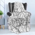 thumbnail image 4 of Nature Soft Flannel Fleece Blanket, Branches with Leaf Buds Springtime Woodland Countryside Nature Monochromic Design, Cozy Plush for Indoor and Outdoor Use, 50" x 70", Black White, by Ambesonne, 4 of 5
