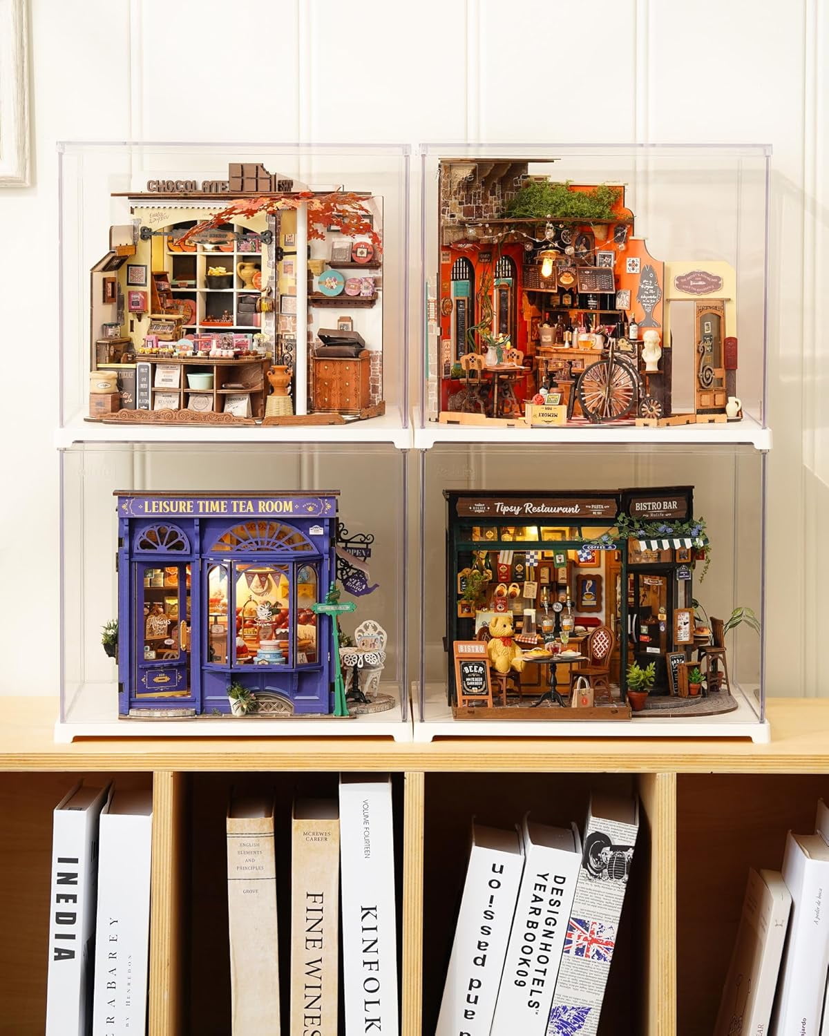 ROBOTIME Henry's Chocolate Shop DIY Miniature House Kit,Mini Wooden Dollhouse Model Building Sets,Tiny House Craft Kits Gifts for Adults Teens