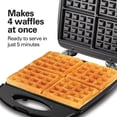 thumbnail image 3 of Classic Waffle Iron, 4 Square Belgian Waffle Maker, Non-Stick with Indicator Lights, Compact Design for Easy Storage, Black, 3 of 7