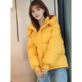 thumbnail image 6 of Women Puffer Jacket Winter Warm Coats Hooded Quilted Jackets with Removable Hood Yellow XXL, 6 of 7