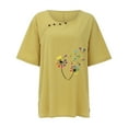 thumbnail image 2 of Vedolay Summer Tops omen Lace Short Sleeve Shirts Casual Tops Crew Neck Tee Shirt,Yellow XXL, 2 of 4
