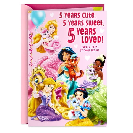 Hallmark Disney Princess 5th Birthday Card with Stickers (5 Years Loved)