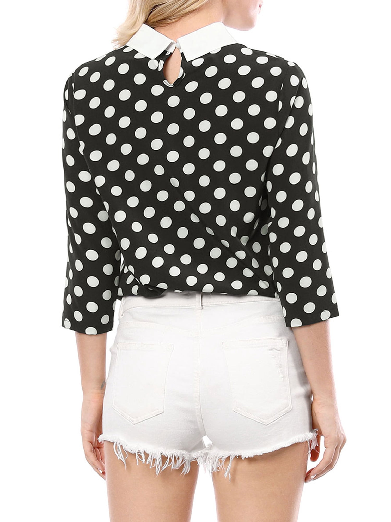 DARING DIVA Blouses 3/4 Sleeves Solid Office Work Tops L Black