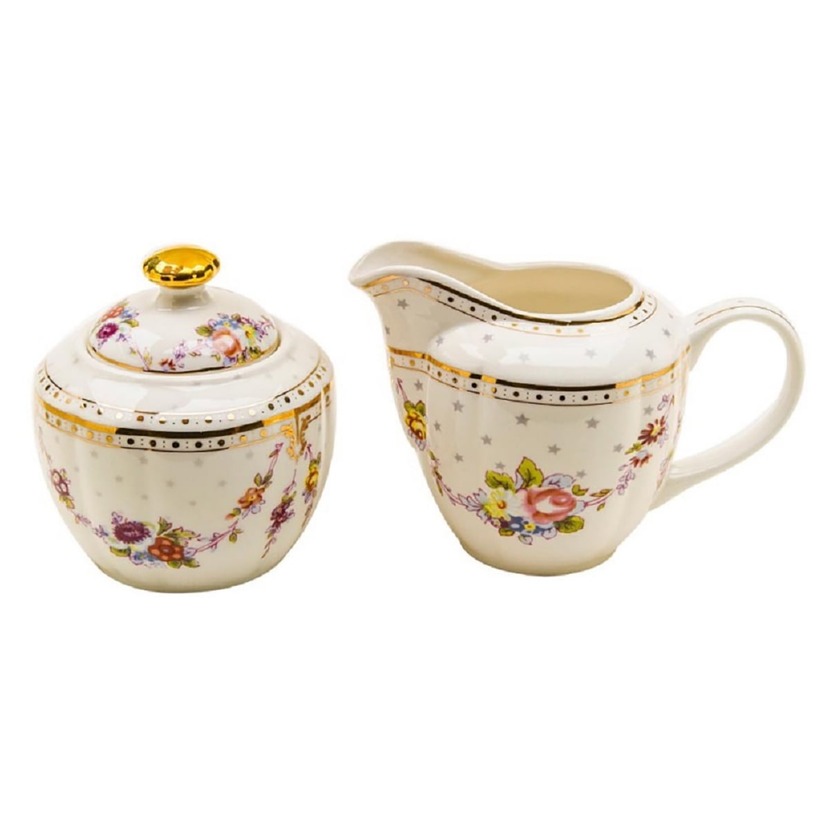 Coastline Imports Rose Swag Sugar and Creamer Set