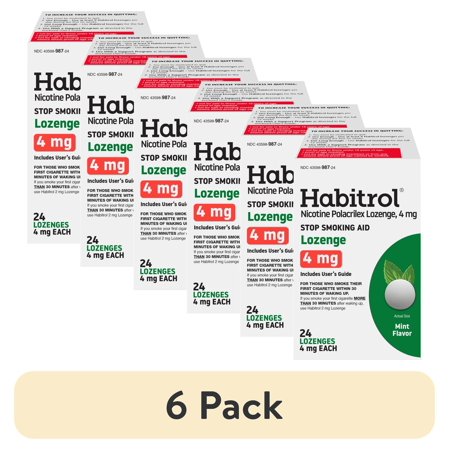 (6 pack) Habitrol Nicotine Lozenges 4mg Mint Flavor Stop Smoking Aid to Reduce Withdrawal Symptoms, 24 Count