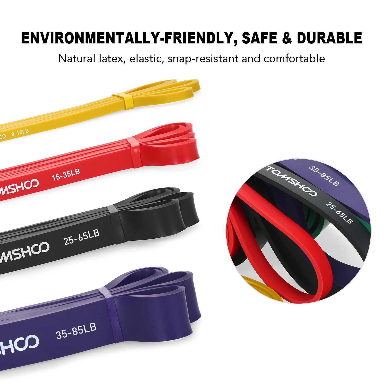 TOMSHOO Resistance Loop Band for Powerlifting with Carry Bag