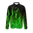 thumbnail image 5 of BiZtdJrK Hawaiian Shirts for Men Casual Button Down Long Sleeve Tops Fashion 3D Flames Graphic Shirt Muscle Fit Blouses Green XXL Lightning Sales of Today, 5 of 6
