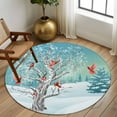 thumbnail image 3 of Christmas Blue Round Rug 5ft Washable Circle Kitchen Rugs Non Slip Cardinal Birds Winter Snowy Tree Large Area Rug Indoor Floor Carpet for Bedroom Living Room Home Office Dining Room Nursery, 3 of 8
