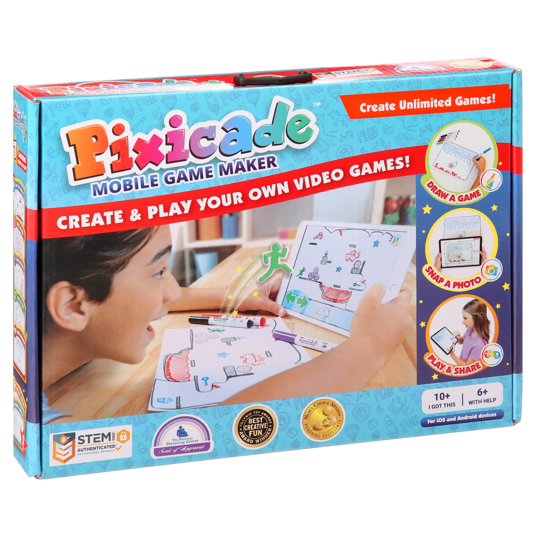 PIXICADE Mobile Game Maker: DRAW CREATE & PLAY YOUR OWN VIDEO GAMES STEM  ART NEW