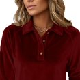 thumbnail image 5 of Women's Polos Shirts 2026 Elegant Long Sleeve Button Down Velvet Shirt Casual Dressy Business Work Henley Blouses, 5 of 7