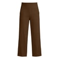 thumbnail image 6 of Seffadzy Women's Yoga Pants High Waisted Straight Leg Stretchy Pocket Solid Color Workout Fitness Gym Trousers Brown L, 6 of 7