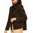 thumbnail image 3 of Women'S Imitate Wool & Pea Coats Lapel Single Breasted Short Imitate Wool Coat Dark Brown S, 3 of 8
