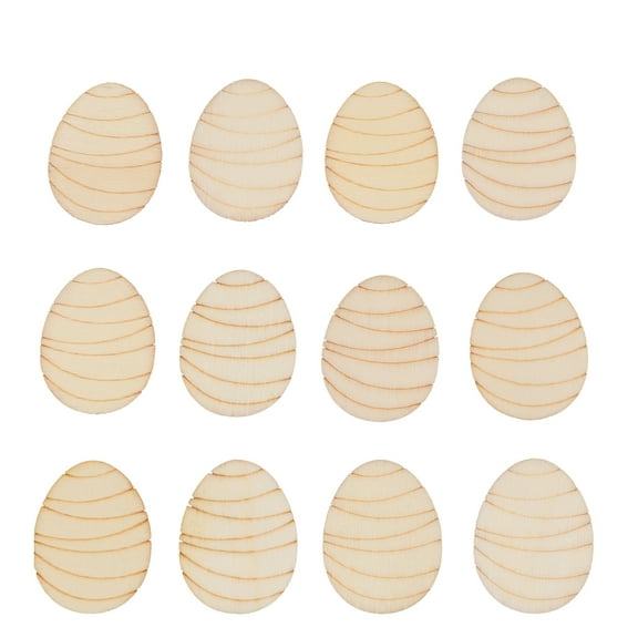 50pcs Creative Egg Shape Wooden Slices DIY Craft Ornament Easter Wooden Pieces Decoration Wood Cutouts DIY Accessories Wooden