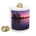 thumbnail image 2 of Lake Piggy Bank, Calm Lake After Sun Disappeared with Evening Skyline Tranquil Nature Inspired Print, Ceramic Coin Bank Money Box for Cash Saving, 3.6" X 3.2", Purple, by Ambesonne, 2 of 4