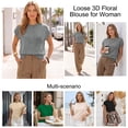 thumbnail image 4 of SUNBS Short Sleeve Sweater Blouses for Women Crew Neck Shirts Loose 3D Floral Tops Knit Vest Trendy Fashion Clothing, 4 of 10