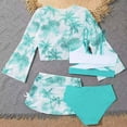 thumbnail image 4 of Ymyiu Bikini for Girls Girls Tankini Sets Rash Guard Bathing Set 3 Piece Bikini Swimsuit with Cover Up Beach Skirt Swimwear Size 11-12 Years (Blue,11-12 Years), 4 of 4