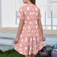 thumbnail image 5 of yuCgh Easter Dress for Toddler Girls, Short Sleeve Summer Dress with Pocket, Colorful Print Casual Party Dress for Easter Celebration,Pink 160, 5 of 5
