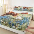 thumbnail image 3 of Feelyou Highland Bull Twin Sheet Sets, Rustic Farmhouse Animal Twin Fitted Sheet, Kawaii Farm Cat Flat Sheet, Breathable Home Decor,3 Pieces, 3 of 7