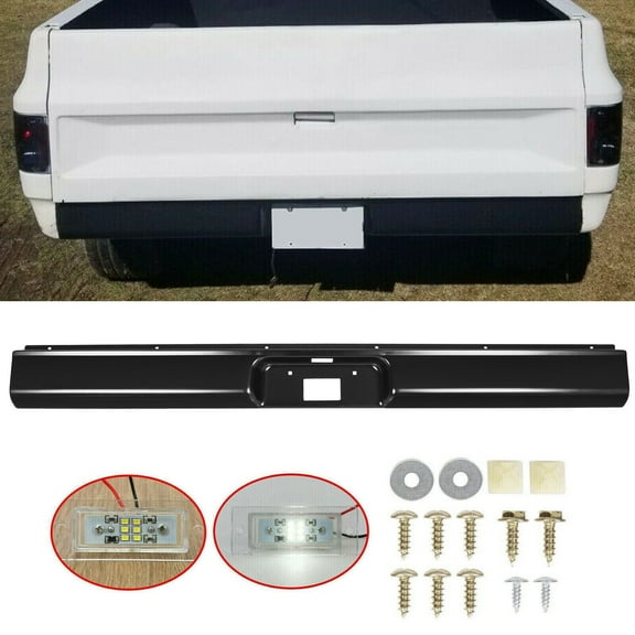 Rear Bumper Roll Pan w/License  Light For 1973-1987 73 Chevy C10 C20 Fleetside