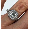 thumbnail image 2 of HeartsAndYou 1.86ct Radiant Cut Moissanite Engagement Ring for Women Dual Halo Iced 18k White Gold over Silver, 2 of 9