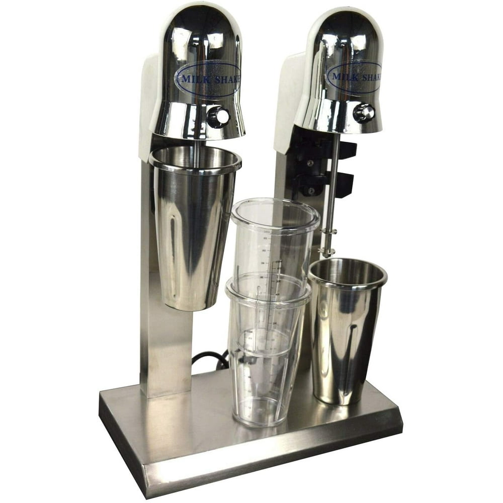 INTBUYING Commercial Milkshake Maker Double Head Milk Shake Mixer Machine Stainless Steel with 4