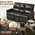 thumbnail image 4 of IPKIG 61" Manual Recliner Loveseat Sofa with Flip Console, PU Leather 2 Seater Reclining Couch with USB Charge Ports, Storage & Cup Holders for Home Theater Seating Living Room, Apartment, RV, Black, 4 of 8