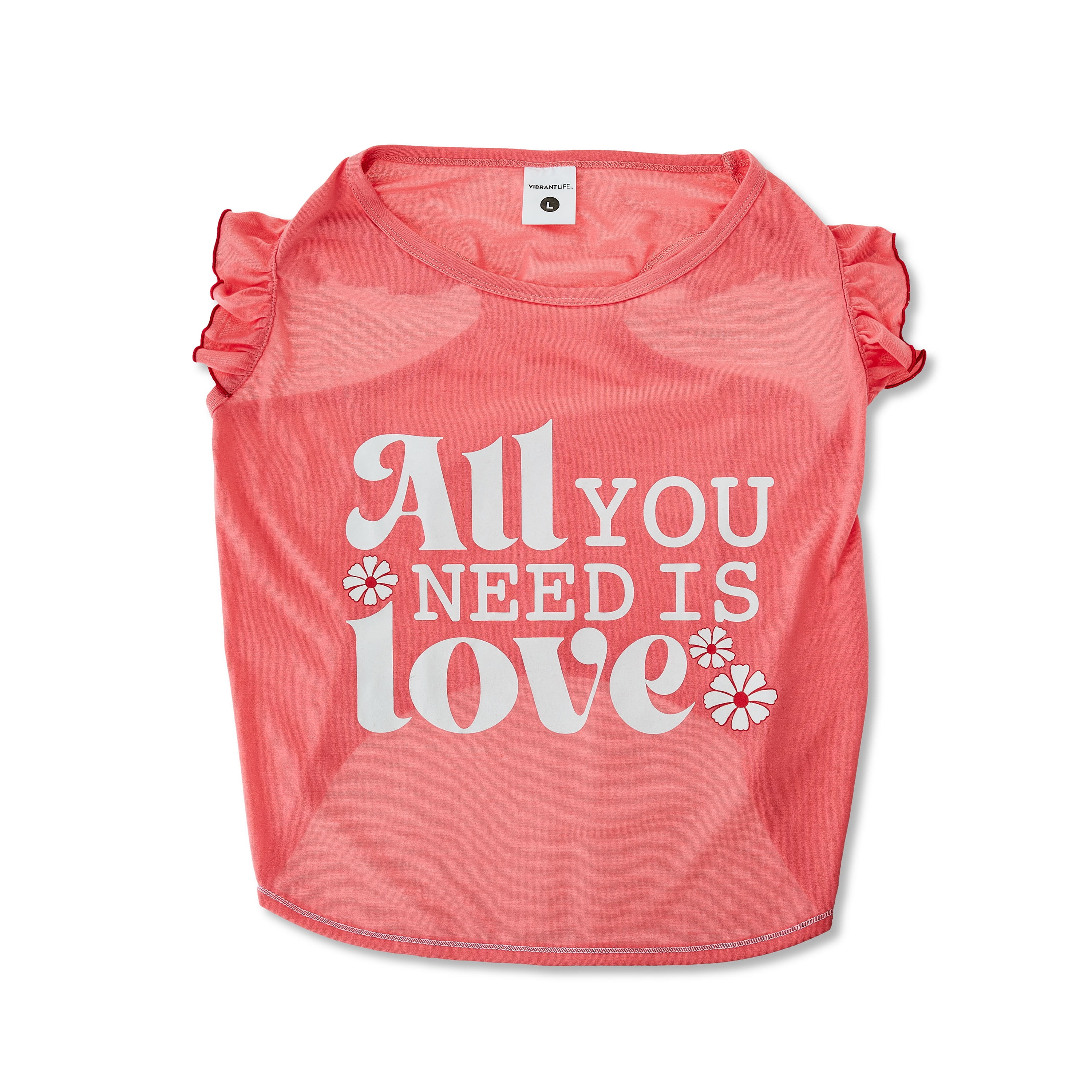 Vibrant Life, Dog Clothes, All You Need Is Love Pet T-Shirt, Pink, Large