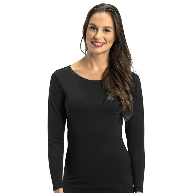 Rocky Women Thermal Top Shirt Base Layer for Cold Weather, Black Small