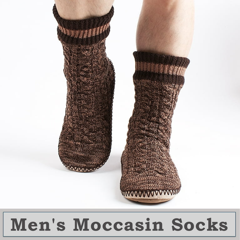 Mens slipper socks with soles sale