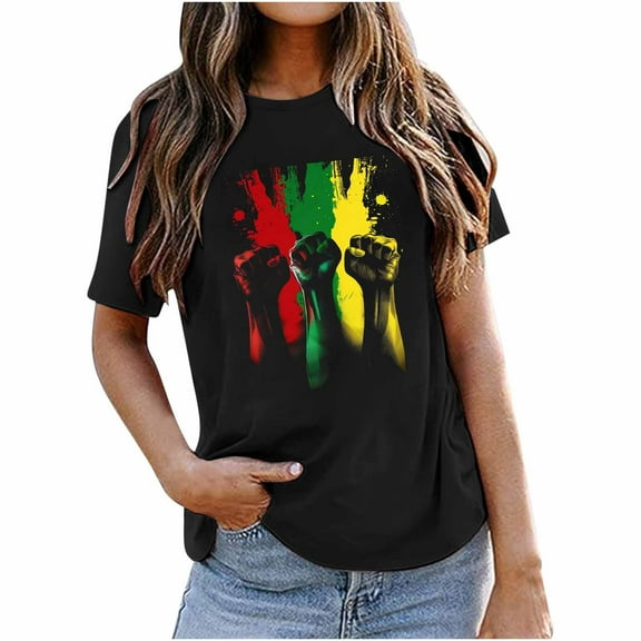 Raeneomay Oversized T Shirts for Women Fashion Printed Short Sleeved Round Neck Top