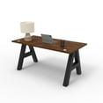 thumbnail image 2 of Serenity A-Frame Writing Office Desk for Home  and Office, 66"x30" with Walnut Block Top, Black Frame, 2 of 7