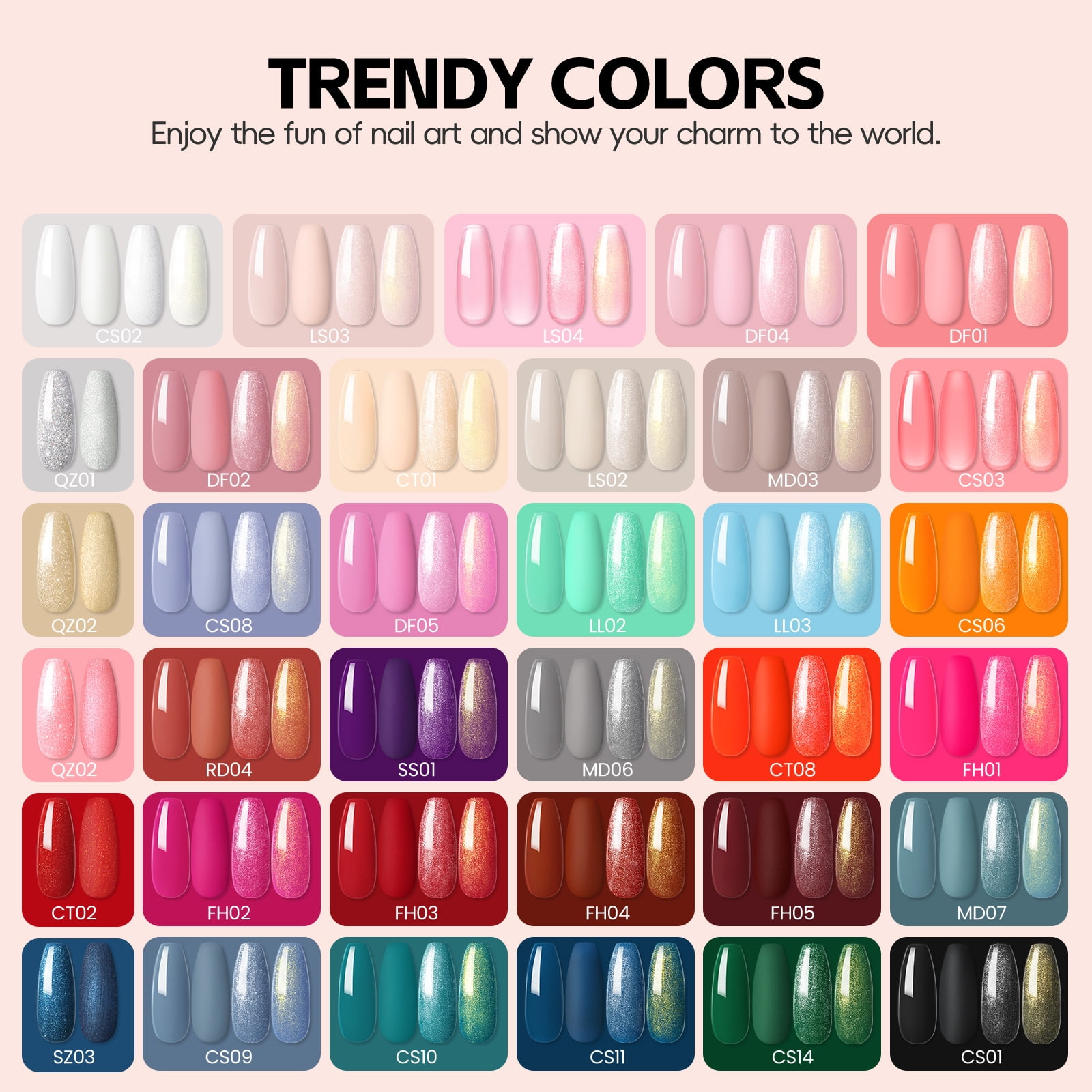Coscelia 40PC Gel Nail Polish Set Pink Nude Red Multi Type Top Base Coat Kit Glitter 35 Colors Gel Polish Set Nail Art DIY at Home Gift for Women