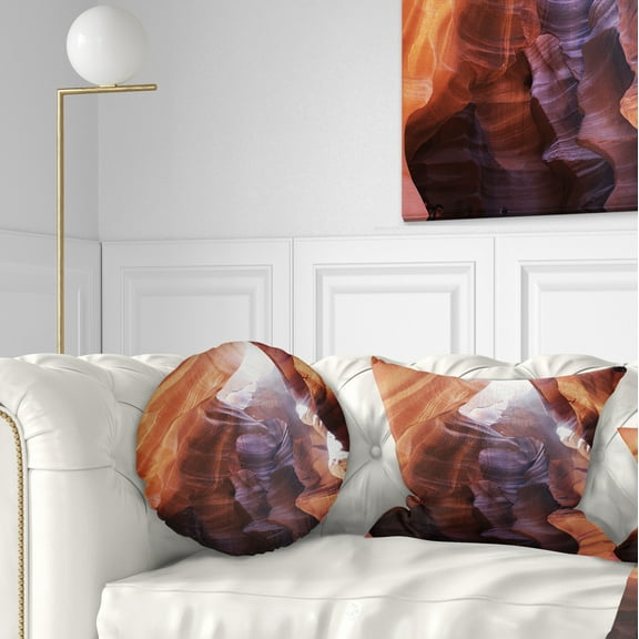 Designart Canyon Antelope with Purple Sunlight - Modern Landscape Printed Throw Pillow - 12x20