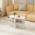 thumbnail image 4 of Gymax 2PCS Half Round Side Table 2-tier Wooden Nightstand w/Open Storage Shelves, 4 of 10