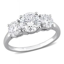 AMOUR 2 1/4 CT DEW Created Moissanite Three-stone Engagement Ring In Sterling Silver