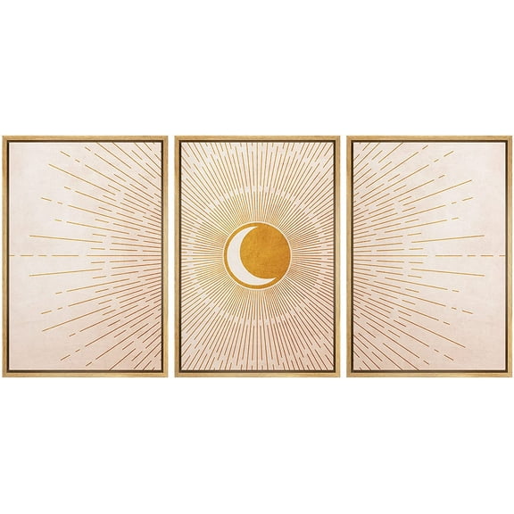 wall26 Framed Canvas Print Wall Art Set Pastel Watercolor Tropical Plants Nature Wilderness Illustrations Modern Art Bohemian Decorative for Living Room, Bedroom, Office - 16"x24"x3 Natural