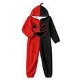 thumbnail image 6 of LILIYA Hooded Halloween Onesie, Color Block Jumpsuit for Adults, Plush Loungewear with Deep Pockets, Relaxed Fit 1-Piece Bodysuit, Cozy Holiday Sleepwear for Couples, 6 of 6