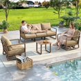 thumbnail image 5 of 5‑Seat Aluminum Outdoor Patio Set, 2 Swivel Rocking Chairs with 1 Side Table, All‑Weather Resistant Patio Furniture for Backyard, Poolside, Balcony, White, 5 of 5