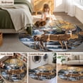 thumbnail image 6 of Autumn Forest Deer Large Area Rugs for Bedroom Living Room, Soft Non Slip Carpet Bedside Rug, Vintage Elk River Round Floor Cover Kitchen Accent Rug 3' for Dining Room/Office, 6 of 9