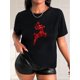 thumbnail image 1 of Christmas Glitter Reindeer Print Comfy T-Shirt, Round Neck Short Sleeve Sports Tee, Women's Activewear, 1 of 7