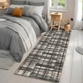 thumbnail image 2 of Hasoo Runner Rug 2' x 6' Washable Rugs for Hallway Plaid Geometric Pattern Carpet Modern Rug, Green/Brown, 2 of 6