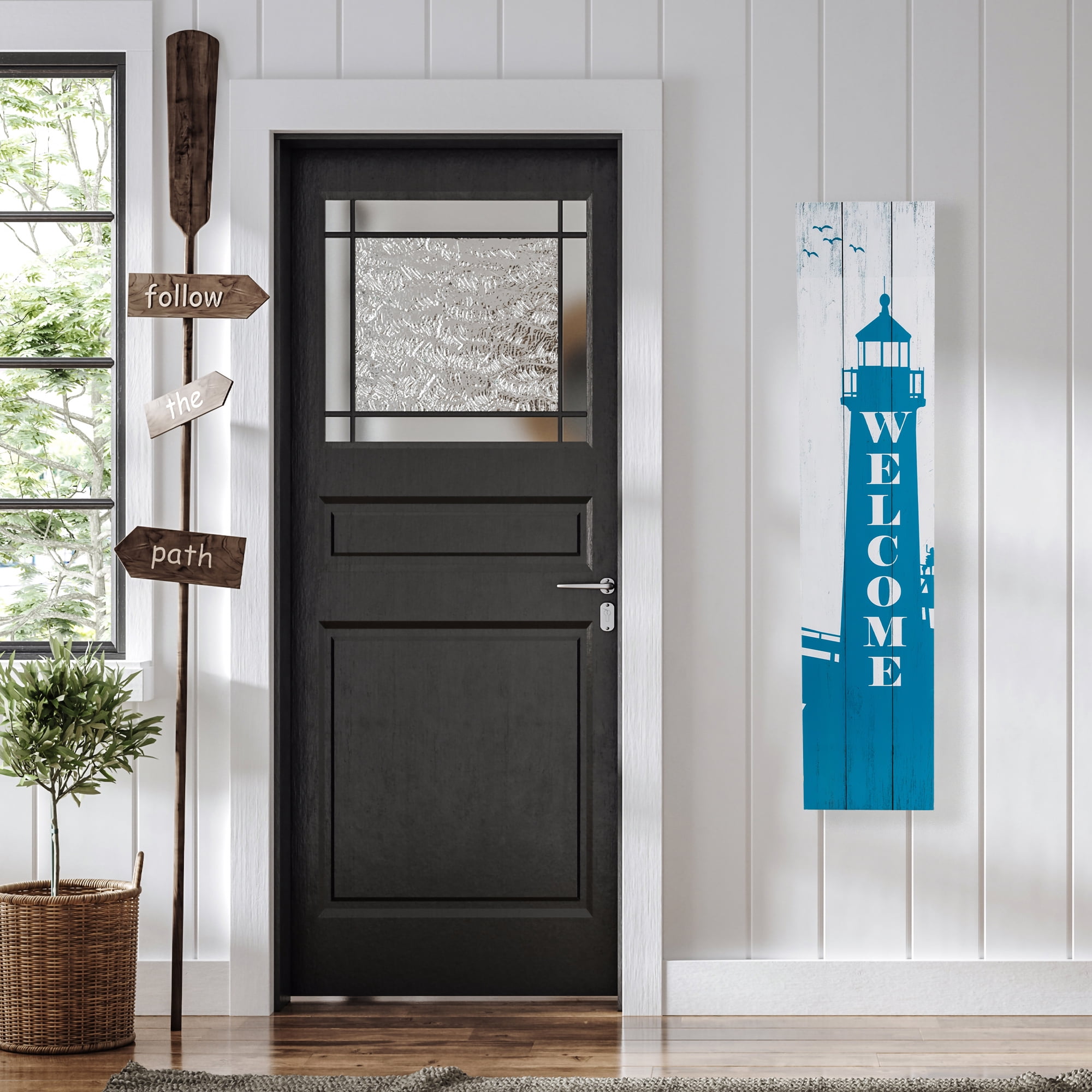 35.75" Weathered Lighthouse "Welcome" Wall Sign