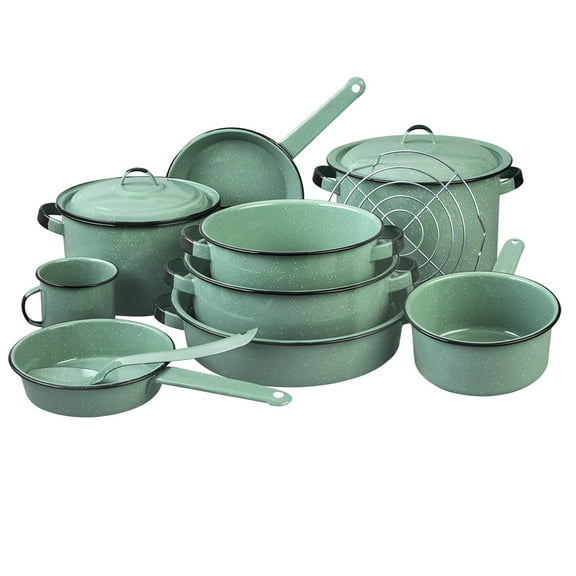 Batería De Cocina Cinsa  Clasica De Peltre Verde Jade 13 Piezas