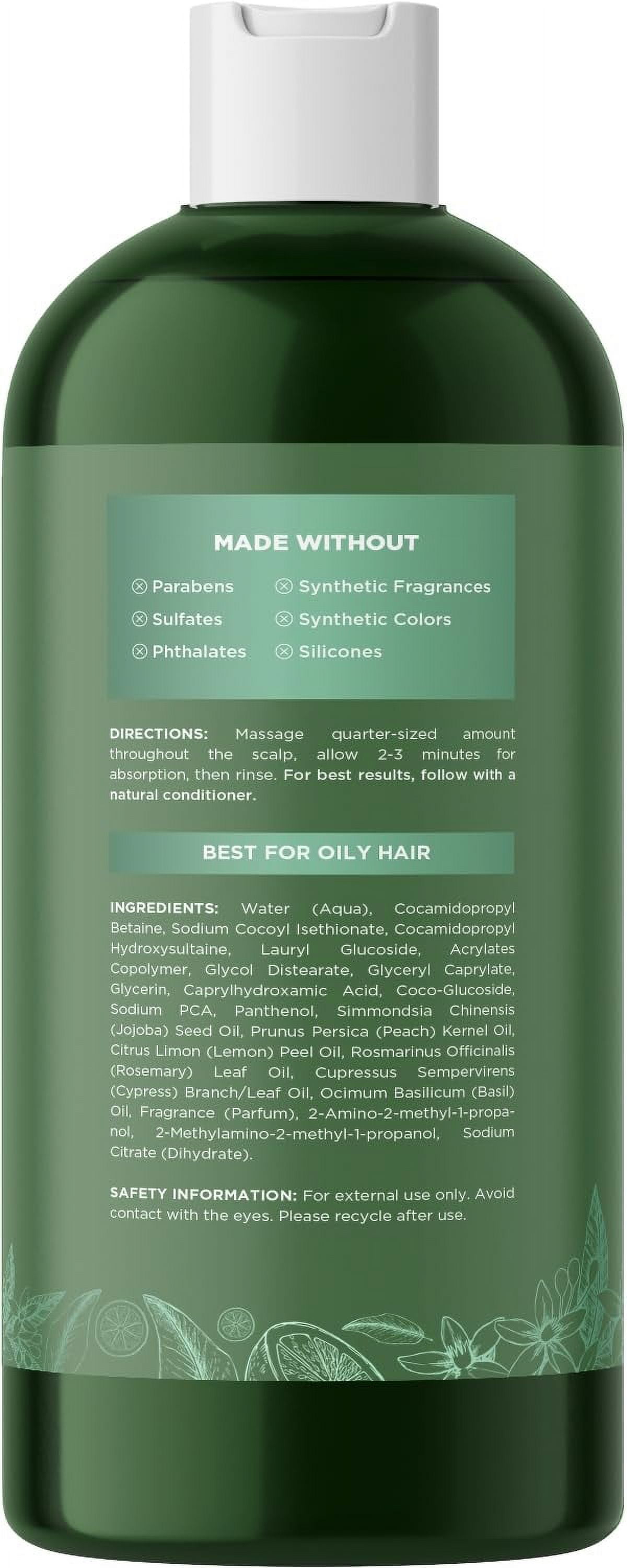 Clarifying Shampoo for Oily Hair and Scalp - Degrease Deep Cleansing Shampoo Build Up Remover with Rosemary Oil for Greasy Hair & Scalp - Vegan Color Safe Sulfate Paraben & Cruelty Free (16 Fl Oz)