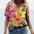 thumbnail image 1 of SMihono Hauts pour Femmes Été Décontracté Mode Féminine T-shirt Imprimé Manches Courtes Blouse Col Rond Hauts Décontractés T-shirt Oversize pour Femmes 2023, 1 of 4