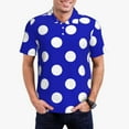 thumbnail image 1 of Balery Blue And White Polka Dot Camisa Polo de Hombre con Estampado, de Manga Corta y Tejido Medio, Camisa Tipo Golf Polo-X-Large, 1 of 6
