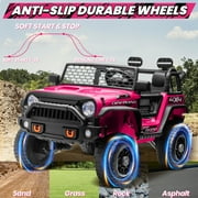Joyracer 24V Ride on Toys Truck 4WD/2WD Switchable with Remote Control & 2 XL Seater, 800W Powered Ride on Car with Spring Suspension, 3 Speeds, Bluetooth Music Gift for Big Kids, Pink