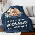 thumbnail image 2 of Funny Gifts for Husband Christmas, Husband Birthday Gift, Husbands is Charging Sloth Blanket, Anniversary Wedding Gifts for Husbands from Wife, Valentines Day Gift for Him, 2 of 7
